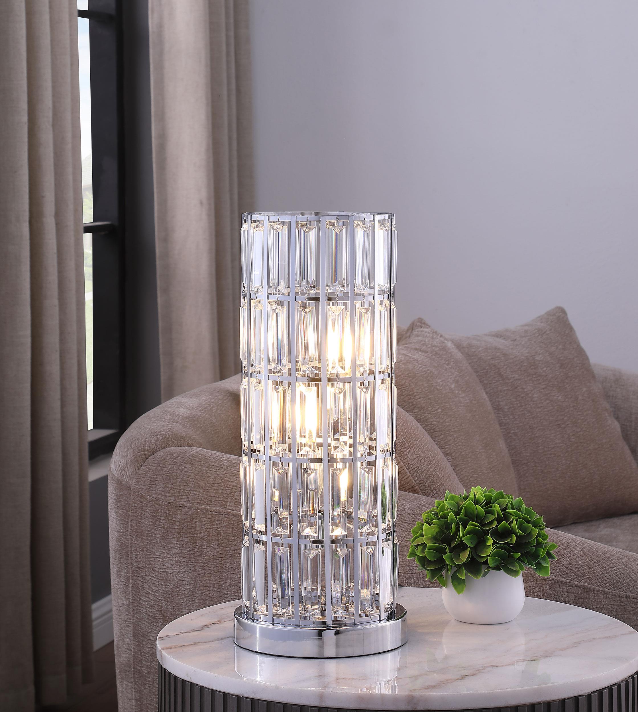 Wanda Silver 20-inch Crystal Shade Bedside Table Lamp
