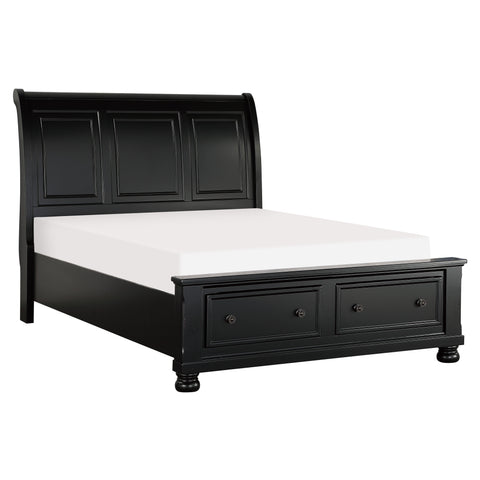 Louis Philip Black Queen Sleigh Bed - Luna Furniture from Crown Mark