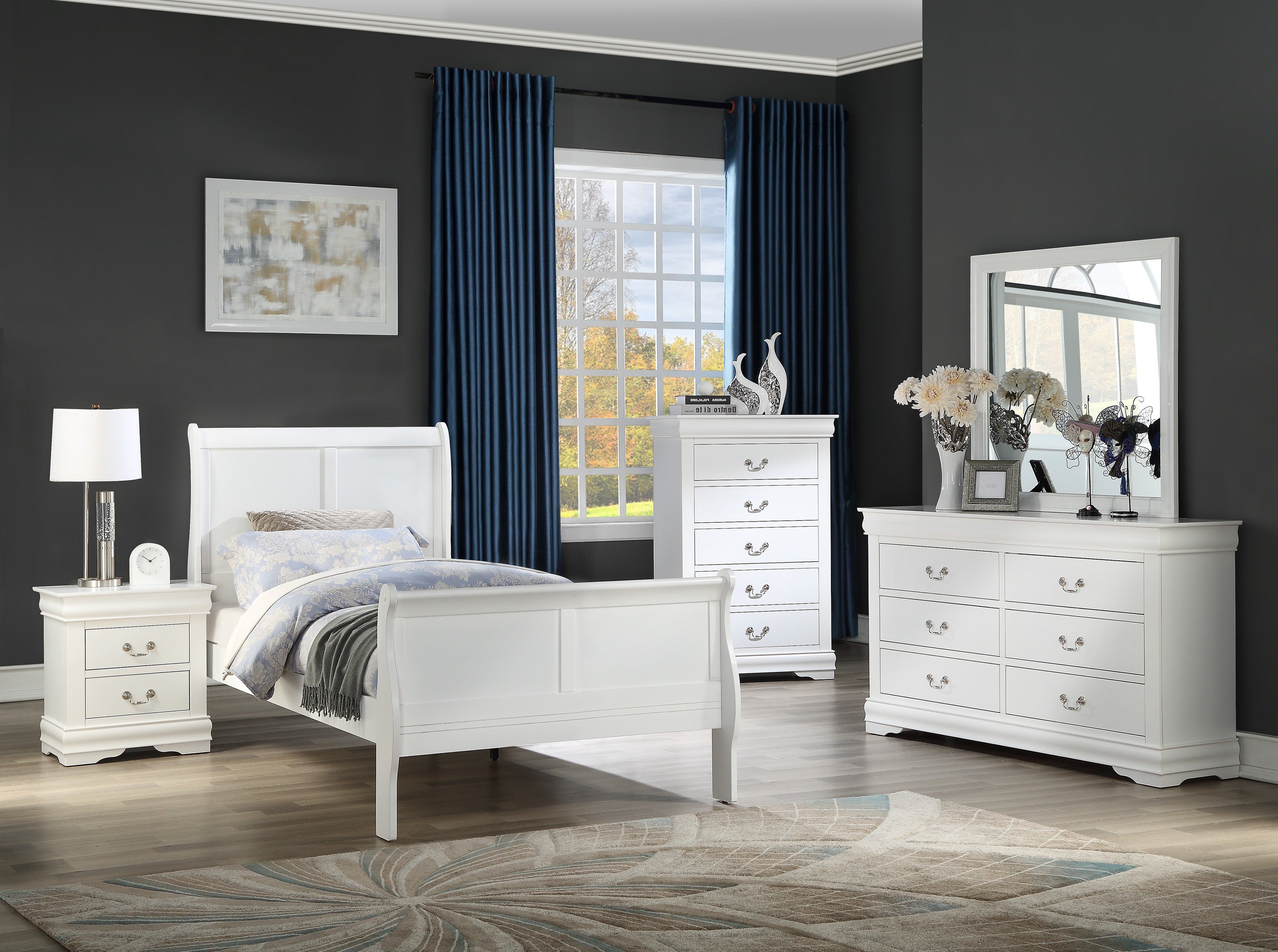 Louis Philip White Sleigh Youth Bedroom Set [HOT DEAL] - Luna