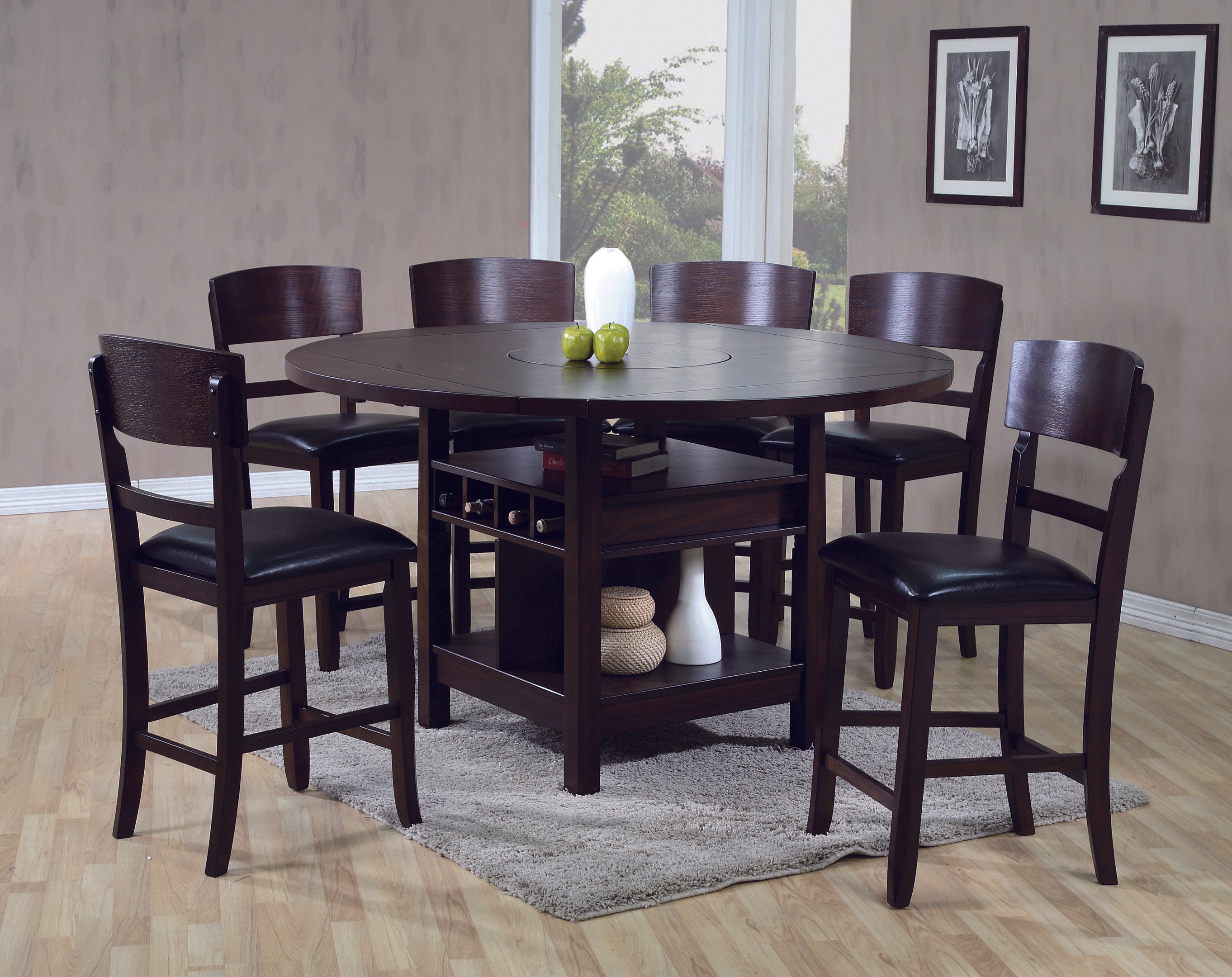 bar height table with six chairs