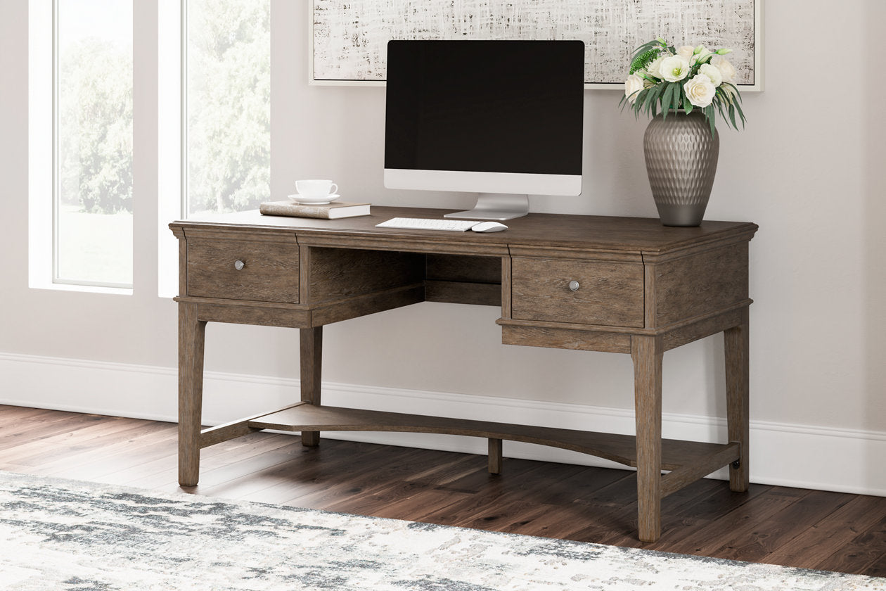 weathered grey computer desk