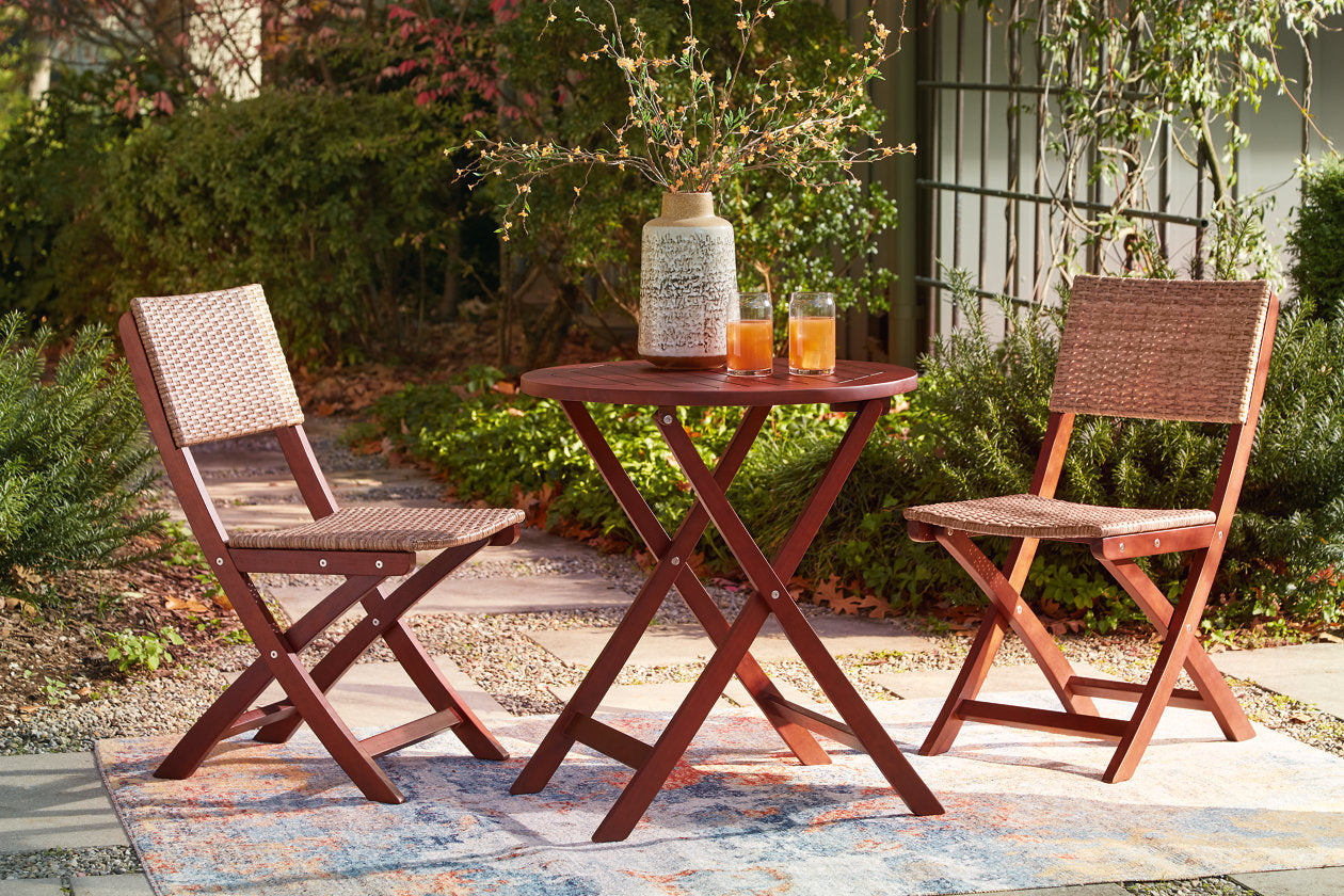 brown garden table and chairs