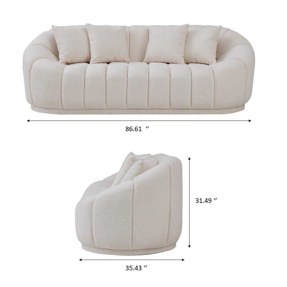 Forrester White Boucle Tight Back Japandi Sofa from Luna Plus Furniture –  Luna Furniture