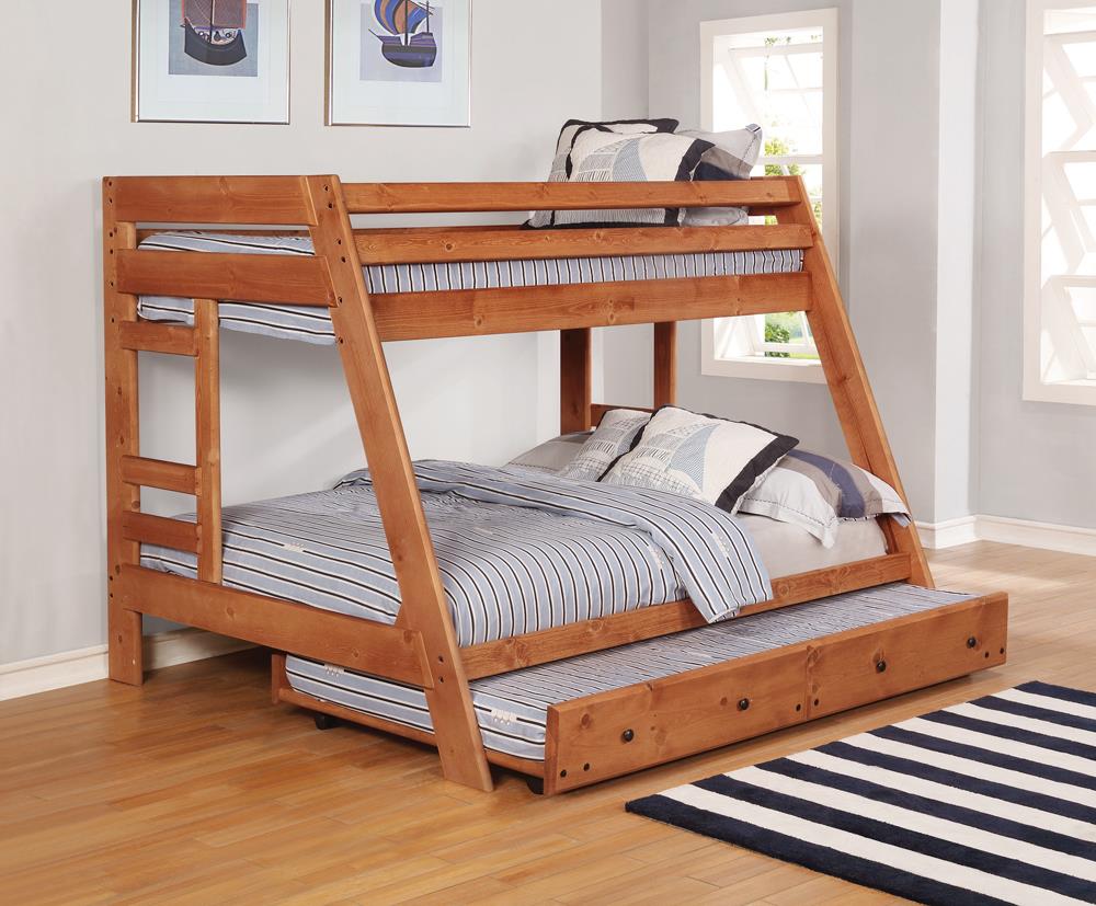 Wrangle Hill Twin over Full Bunk Bed with Built-in Ladder Amber Wash - Luna  Furniture from Coaster