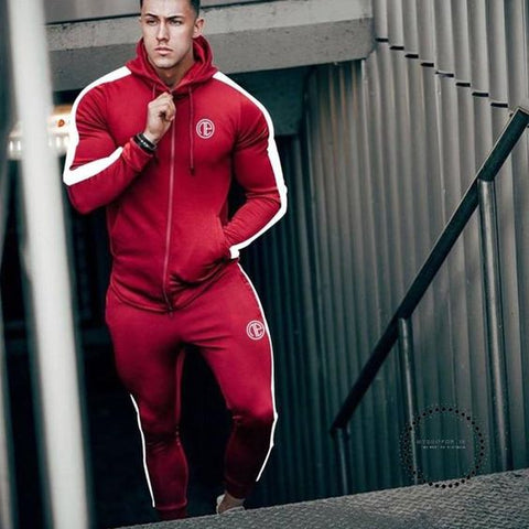 Bodybuilding Hoodies Mens set sportwear clothes sweatshirt Hoodies + P ...