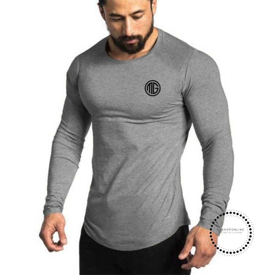 Fashion Clothes Solid Color Long Sleeve Slim Fit T Shirt Men Cotton Ca ...