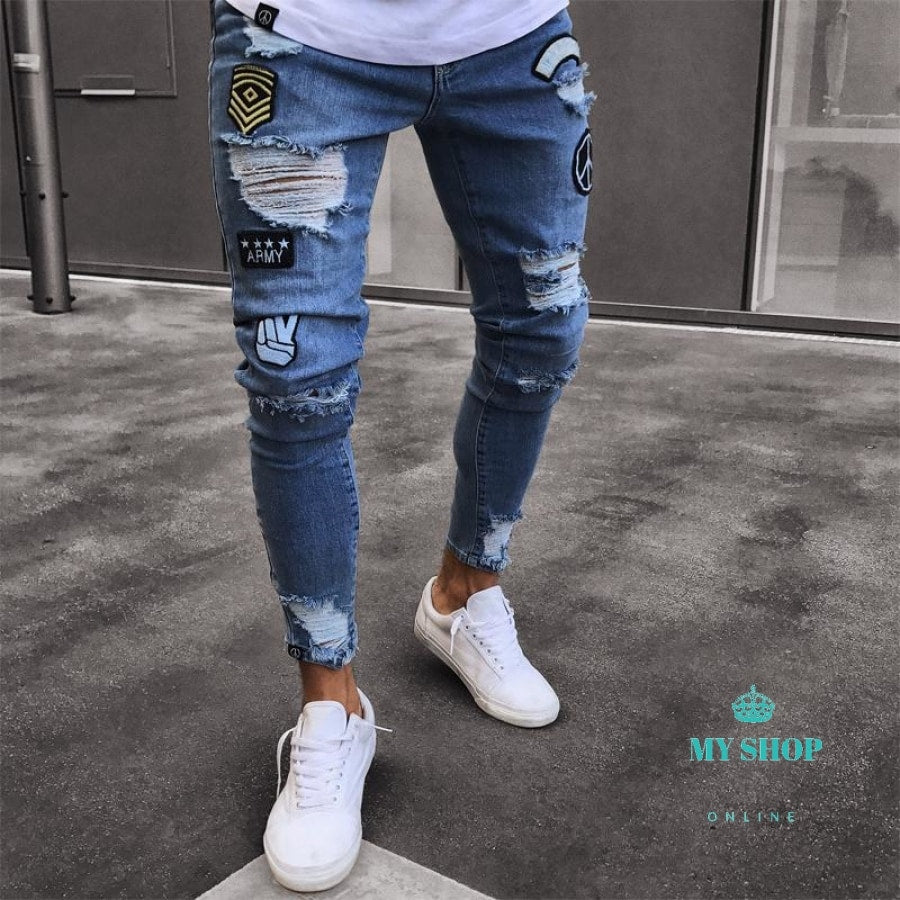 ripped ankle jeans mens