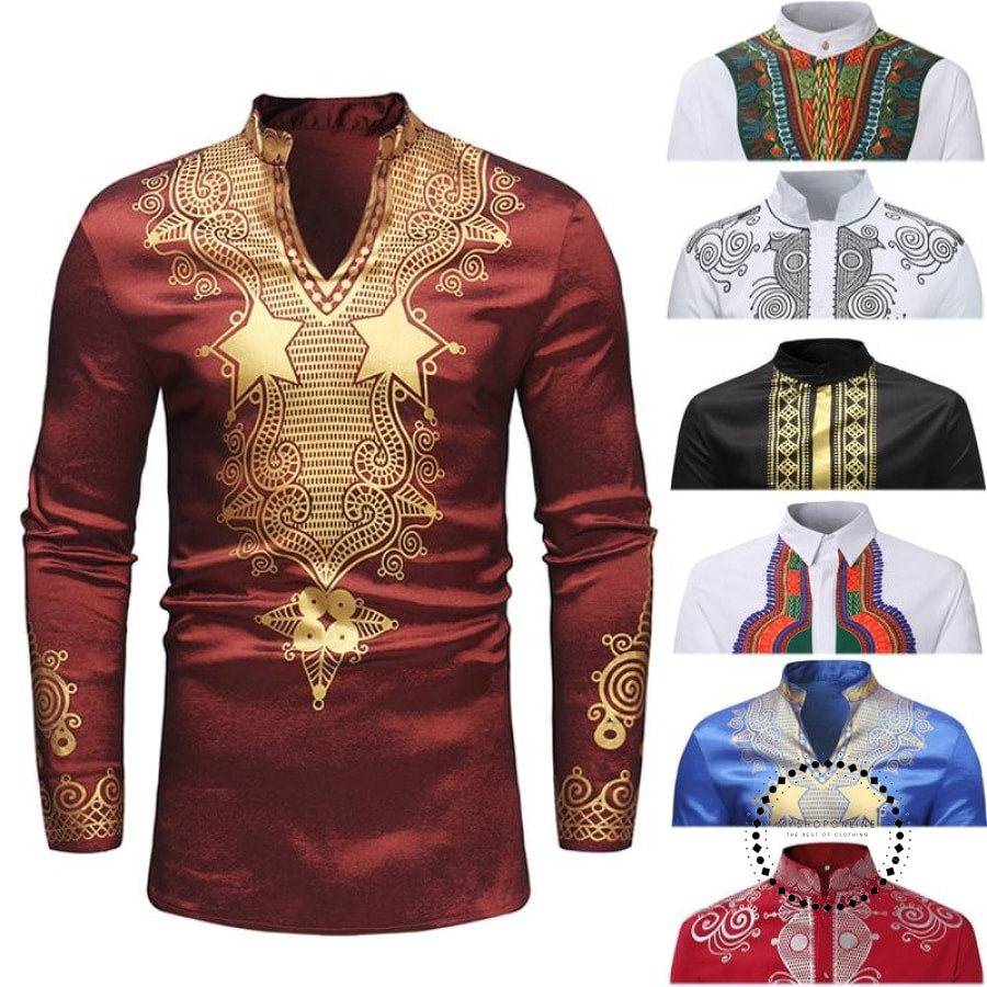 Latest Design Tribal Pattern Male Traditional African Shirt Classic Pr ...
