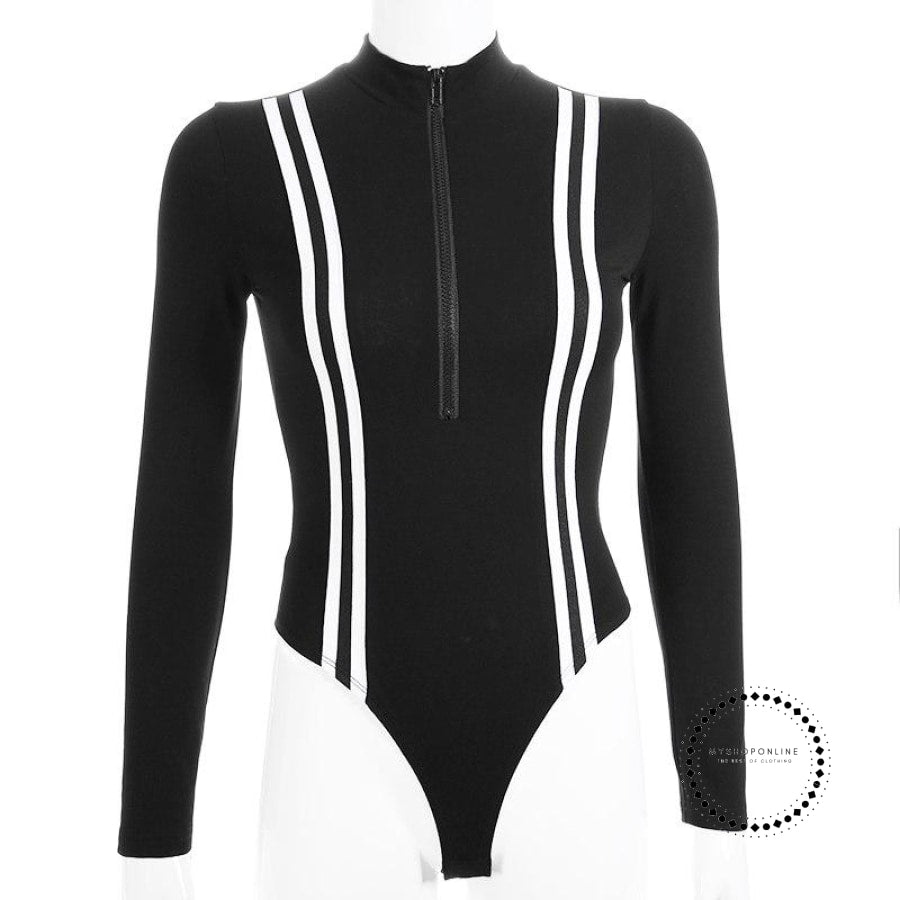 long Sleeve Bodysuit Jumpsuit Women Rompers Bodycon Black Elegant Patc ...