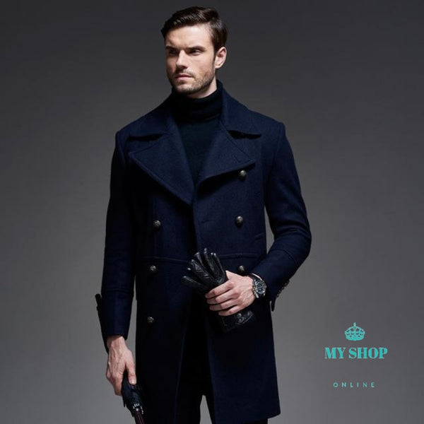 Long trench coat wool coat Winter Men's – myshoponline.com