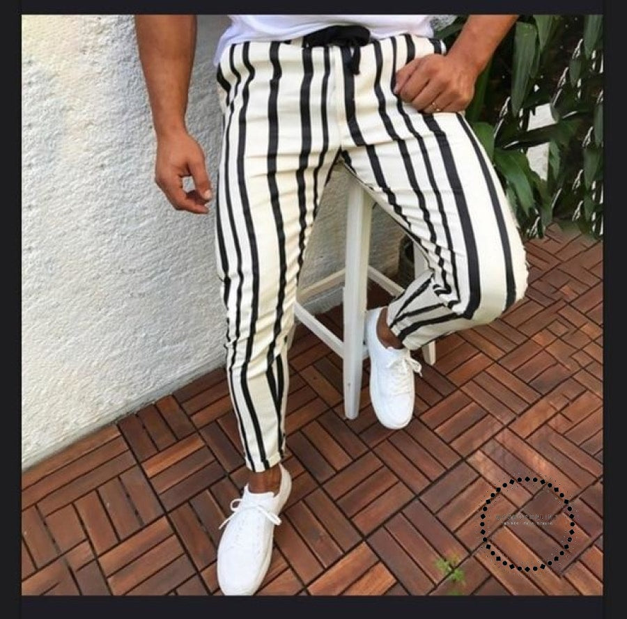 striped ankle pants mens