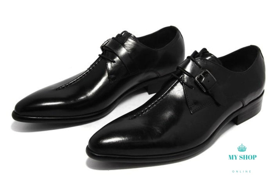 mens business dress shoes genuine leather pointed toe mens wedding sho ...