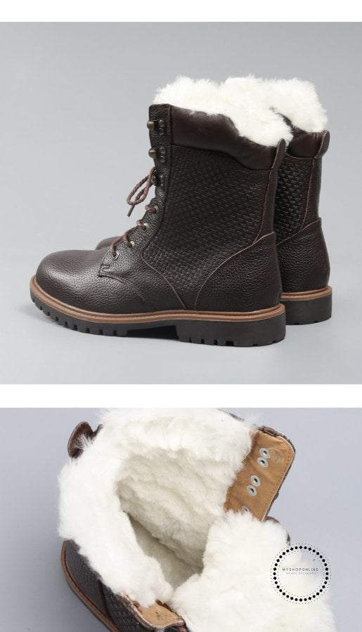 Natural Wool Men Winter Shoes Warmest 