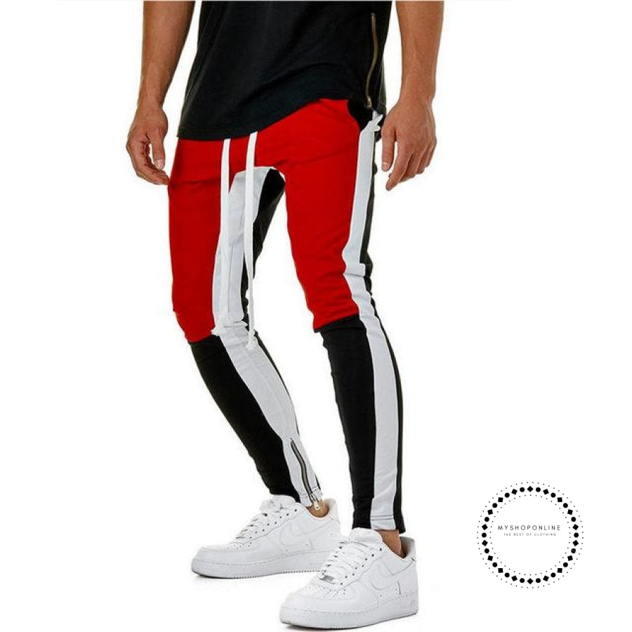 Pants Waist Banding Panelled Side Stripe Zip Pockets Color Contrast Re ...