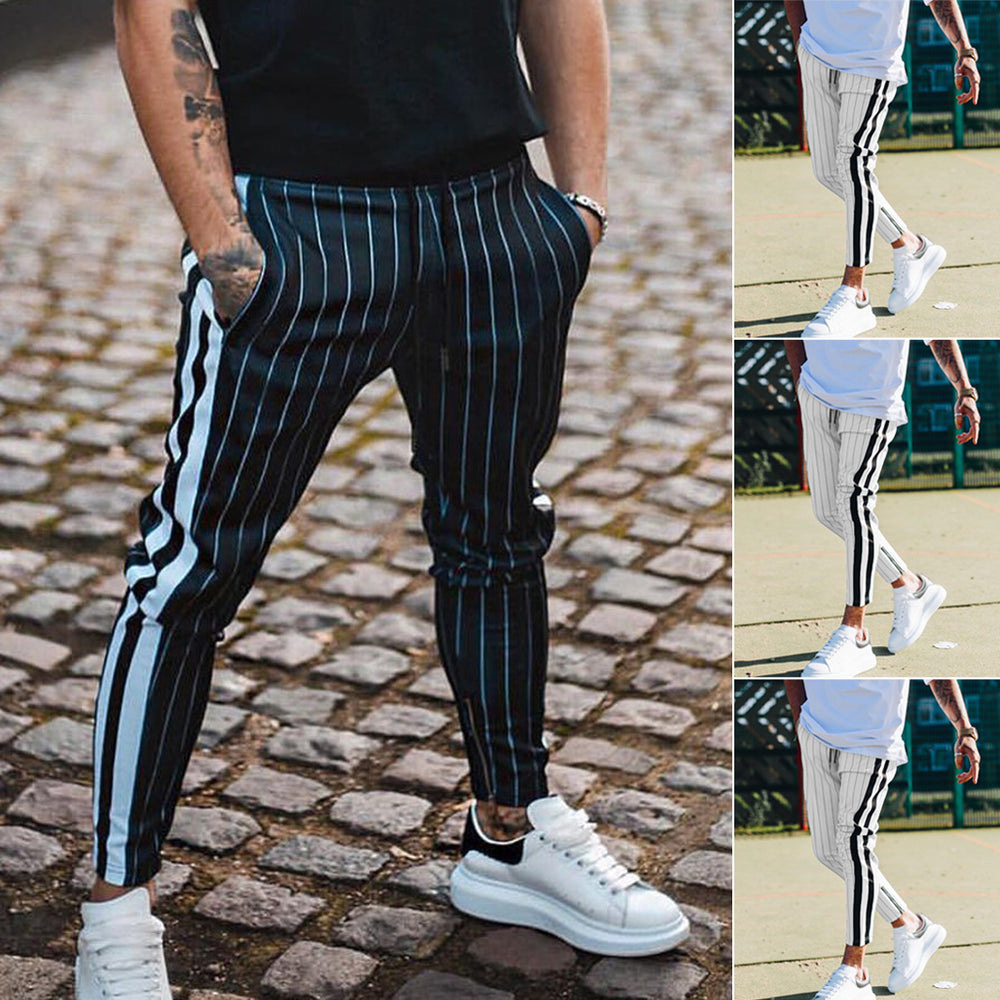 men's striped casual trousers