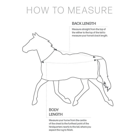 Size Guide Hy Equestrian StormX Turnout and Stable Rugs