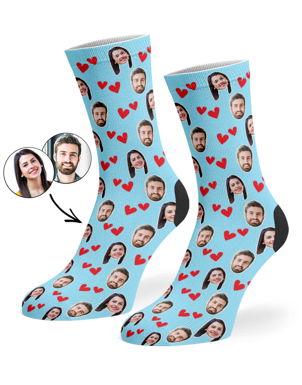 Couples Face Hearts Socks | Personalised Love Socks– Super Socks