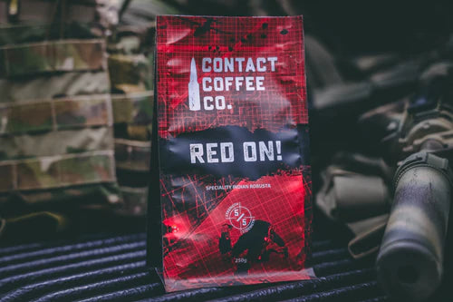 Contact coffee red on coffee