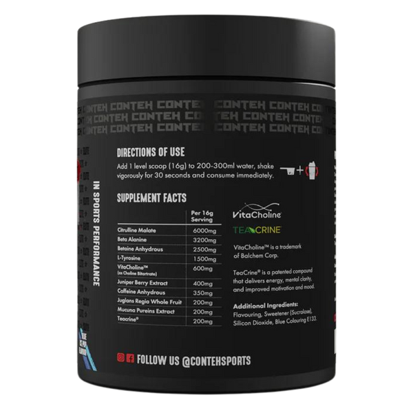 Conteh Sports Conviction elite ingredients label