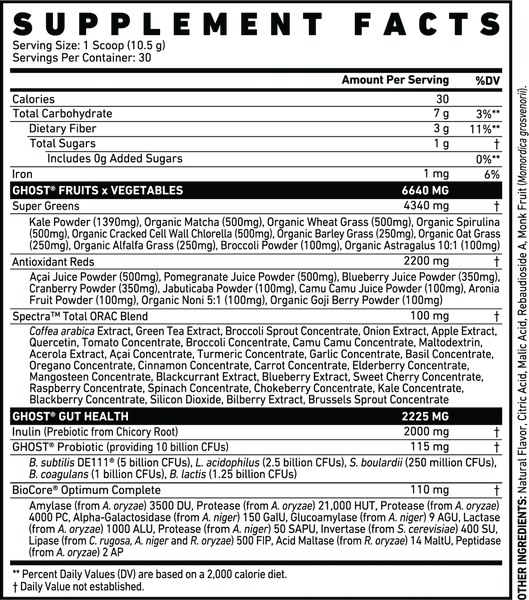 ghost greens ingredients labels