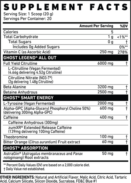 ghost legend all out ingredients label