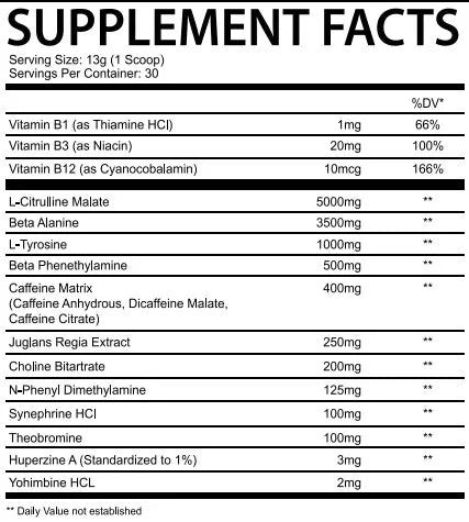 mad house chaotic rage preworkout ingredients