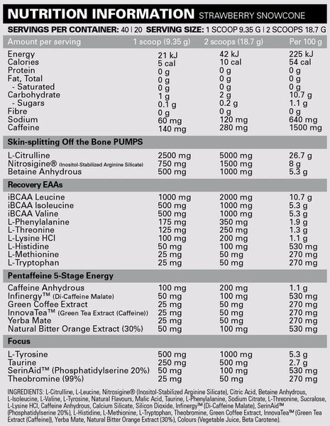 ehp labs pride ingredients label