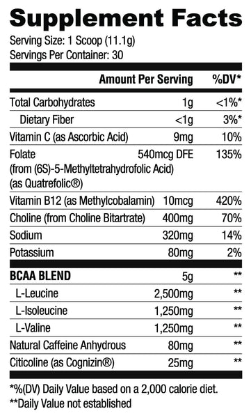 ryse bcaa focus ingredients label