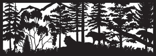 30 x 84 Two Wolves Trees Bear Mountains