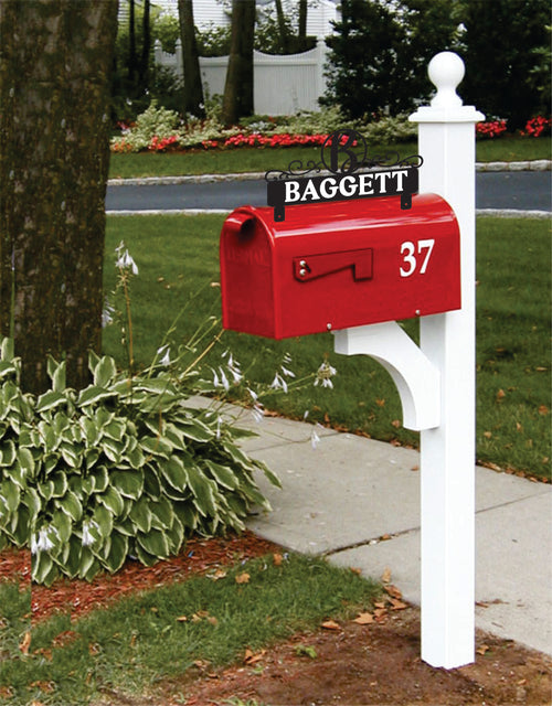 Decorative Last Name Mailbox Topper with Reflective Vinyl Address Numbers