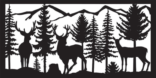 30 X 48 Three Deer Trees Mountains