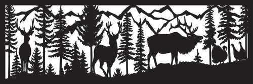 30 X 96 Two Bucks Elk Turkeys Mountains