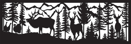 24 x 72 Two Bucks Elk Turkeys Mountains