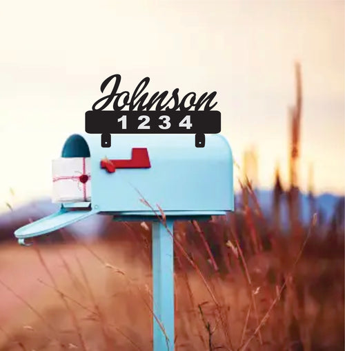 Last Name Mailbox Topper with Reflective Vinyl Address Numbers