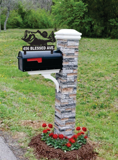 Bass Mailbox Topper with Reflective Vinyl Address Numbers