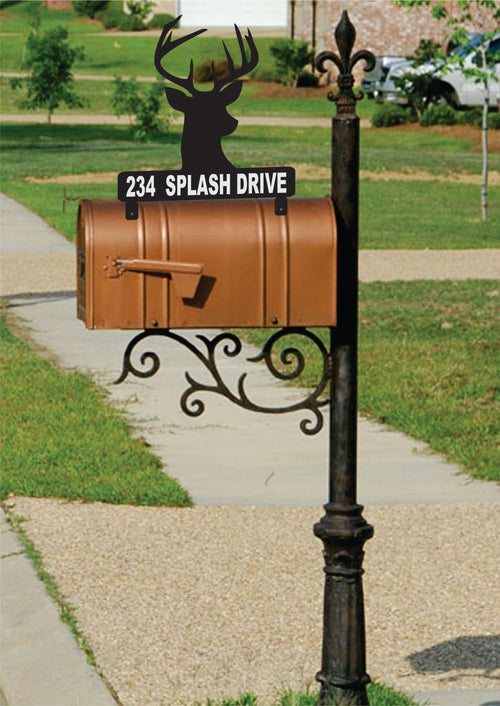 Buck Mailbox Topper with Reflective Vinyl Address Numbers