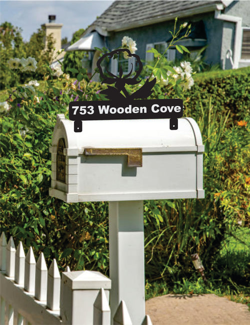 Cotton Boll Mailbox Topper with Reflective Vinyl Address Numbers