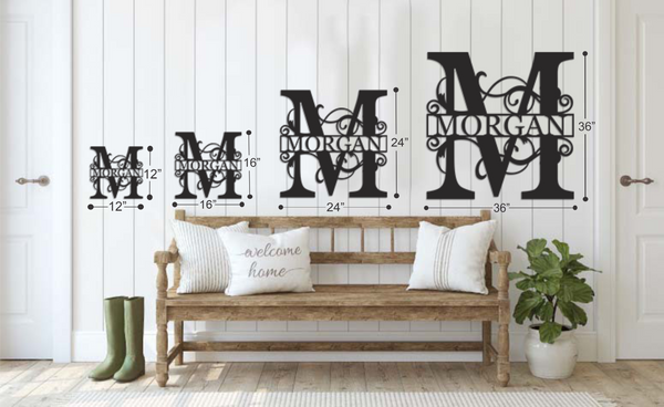 AJD Split Letter Monogram Size Chart