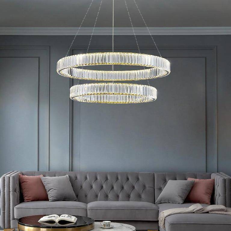 2 ring crystal chandelier