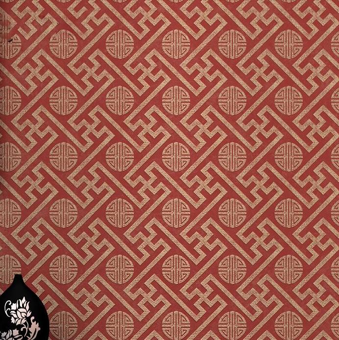 Red Chinoiserie Wallpaper Modern Chinese Style Wallcovering | BVM Home