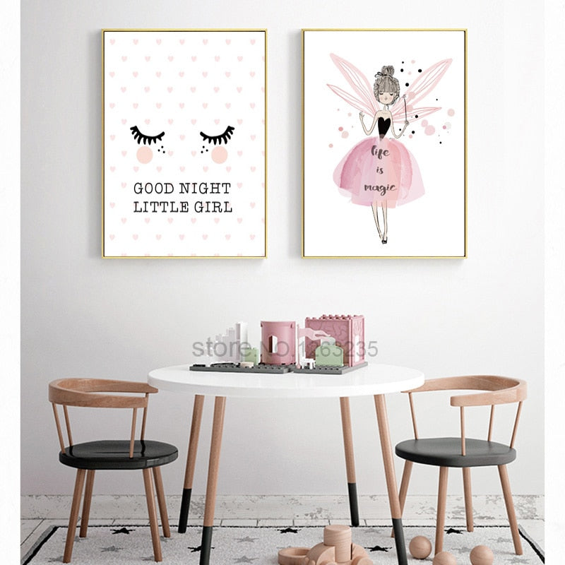 Baby Girl  Room  Decor Nordic Poster  Canvas Print Wall Decor 