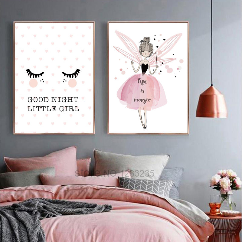 Baby Girl Room Decor Nordic Poster Canvas Print Wall Decor | BVM Home
