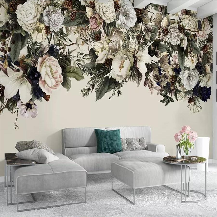 Custom Wallpaper Mural Modern Floral Wallcovering Nordic | BVM Home