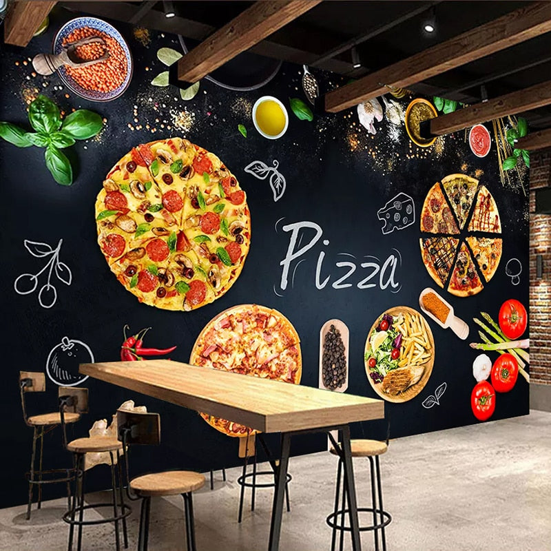 Custom Mural Wallpaper Pizza Shop Restaurant Wallcovering Bvm Home 3984