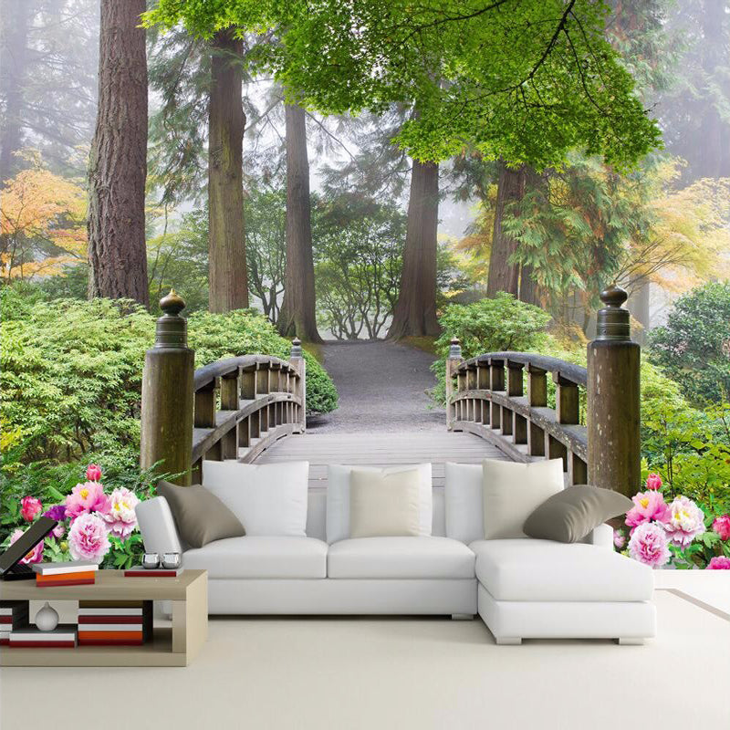 Custom 3d Wallpaper Mural Small Bridge Forest Landscape Bvm Home