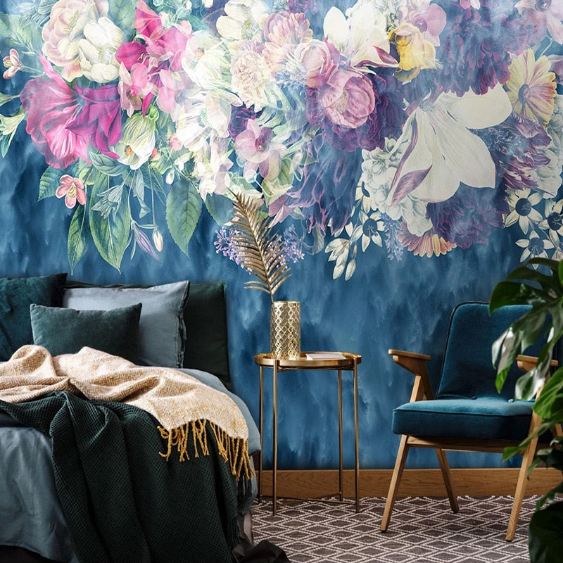 Custom Floral Wallpaper Mural Retro Abstract Bold Flowers | BVM Home