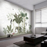 Custom Mural Wallpaper Medieval Tropical Leaves Animals | BVM Home