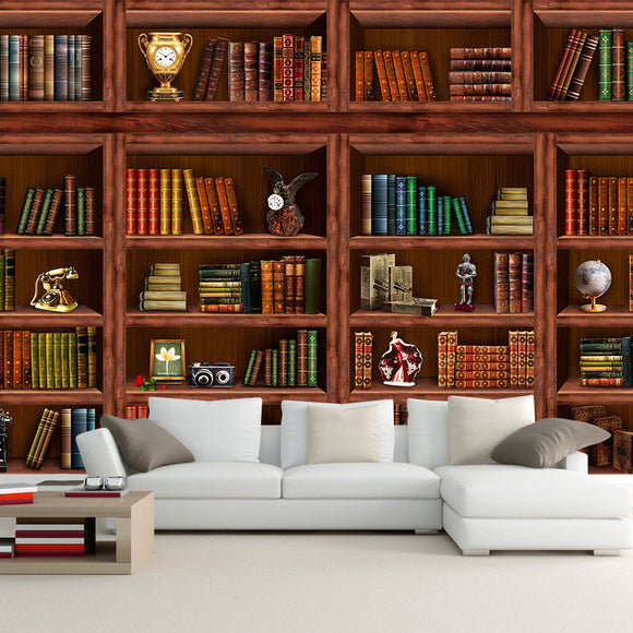 Bookshelf Bookcase Custom Wallpaper Mural Free Shipping Bvm Home