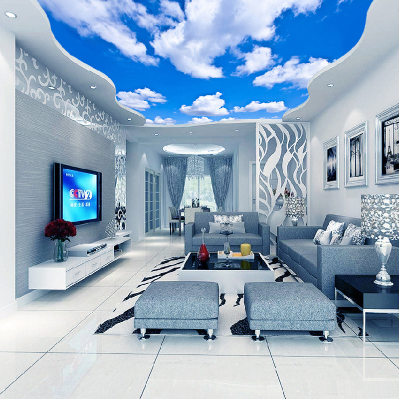 Custom Ceiling Mural Wallpaper 3D Blue Sky And White Clouds | BVM Home