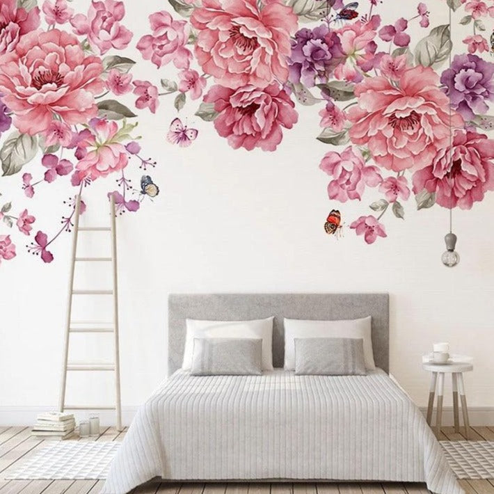 Custom Mural Wallpaper Oil Painting Effect Rose Flowers | BVM Home